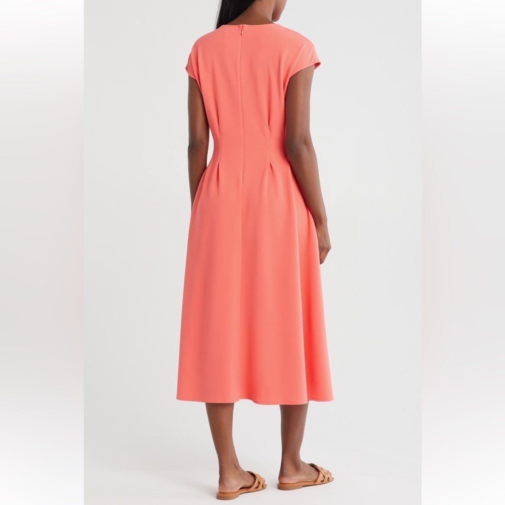 Pleated Waist Knit A-Line coral Dress NWT - Picture 2 of 3